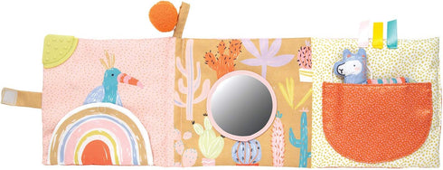 Manhattan Toy Llama Themed Soft Baby Activity Book with Squeaker, Crinkle Paper, Baby-safe Mirror