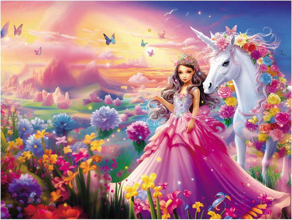 100 Piece Jigsaw Puzzle for Kids Age 4-8 - Princess & Unicorn Gift for Family Time
