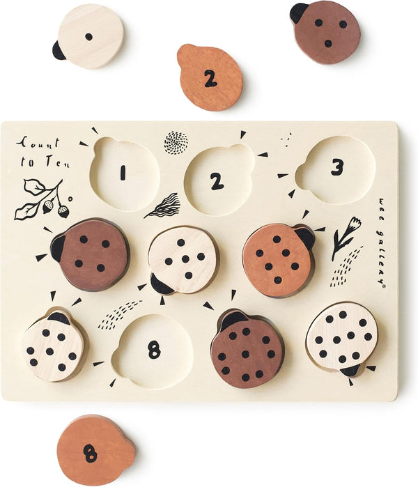Wee Gallery Wooden Puzzles for Toddlers 1-3 Count to Ten Ladybugs Toddler