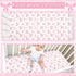 HunnmingRe Set 3 Set Baby Pink Bow Crib Bedding Pcs Crib Baby Blanket, Fitted Sheet, Pillowcase Soft Flannel Nursery