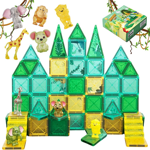 Magnetic Tiles Set, Educational Building Blocks for Boys Girls, Montessori Cubes Gift for Ages 3-8
