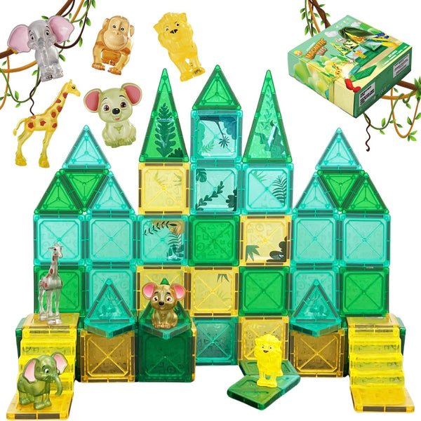 Magnetic Tiles Set, Educational Building Blocks for Boys Girls, Montessori Cubes Gift for Ages 3-8