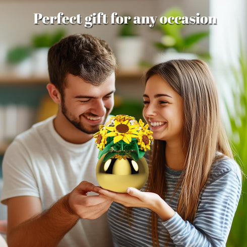 Set 632PCS 14+, Sunflower Building for Adult, Flower Bouquet Botanical Collection Building Block Toy for Woman Girls