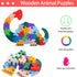 LovesTown 2 PCS Wooden Animal Puzzles - Alphabet Building Blocks for Preschool Letters and Numbers