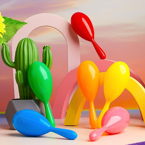 Lenwen 120 Pcs 4 Inch Mini Fiesta Maracas Bulk, Neon Maracas Shakers for Birthday Mexican Party Classroom Musical