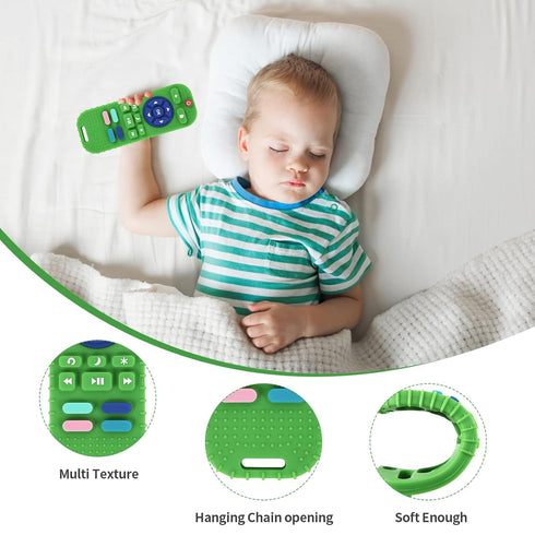 Hooku 2-Pack 0-6 6-12 Silicone Teethers for Babies & Months, Sensory Chew Toys & Remote Control Toys for Infants