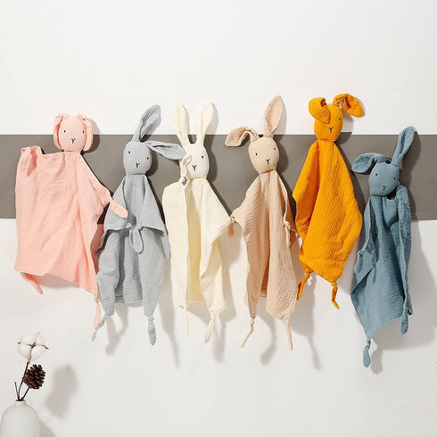 ZIGJOY Bunny Lovey Muslin Cotton Baby Security Blanket Soft Breathable Lovies for Babies Gifts for Newborn Infant