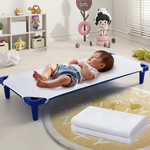 Horbaunal 2 Pack White Cot Sheets for Daycare/Pre-School Standard Size, 23" x