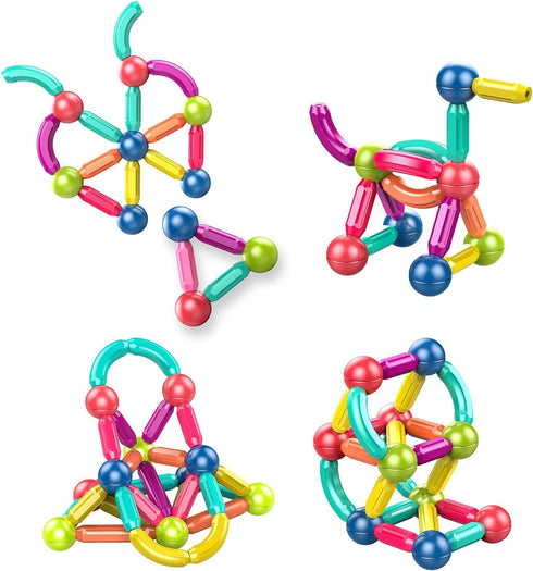 Toddler Magnetic Blocks - Magnetic Balls and Rods, Educational Magnet Building Blocks for 3-5+ Year Old Girls Boys