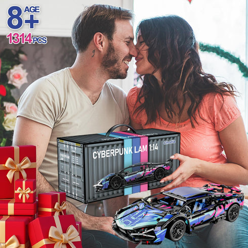 Sport Race Car Building Block Sets for Adults, Racing Supercar Toys Kits with LED Lights, 1:14 MOC Model