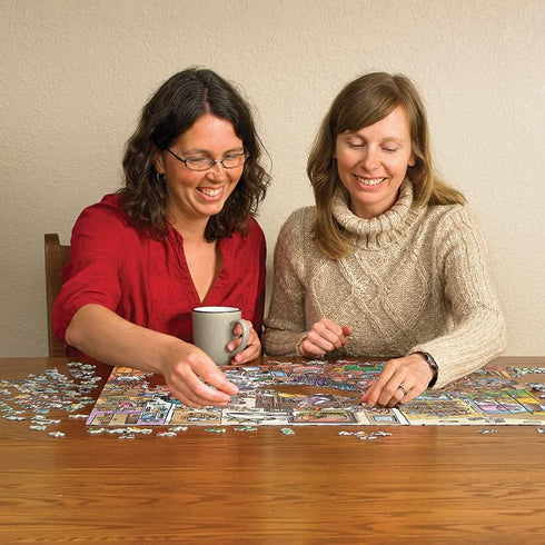 Cobble Hill 1000 Piece Puzzle - DoodleTown: Thanksgiving Togetherness with Sample Poster Included