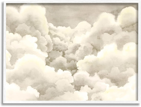 Stupell Industries Soft Pillowy Clouds Landscape, White Framed Wall Art by Grace Popp, 14 x 11