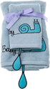 Sangaloz 2 20x31 Inch 12x20 Inch 100% Milk&Moo Kids Washcloths for Bath, Blue Snail Baby Kids Bath Towel, Wash Cloths