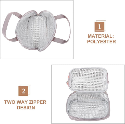 Portable Breast Milk Storage Bag Insulated Cooler Tote for Nursing Moms, Gray-Pink Thermal Milk Bottle Organizer