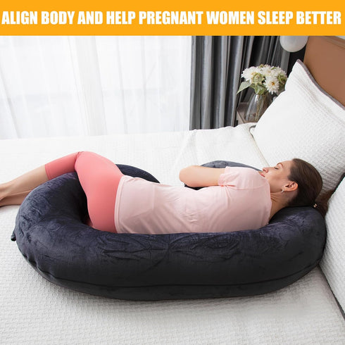 1 MIDDLE ONE Pregnancy Pillow, C Shaped Full Body Pregnant Women Sleeping Pillow for Maternity Support with Cover