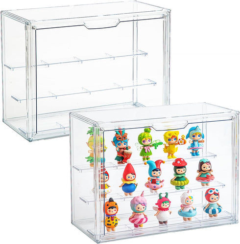 2 Pack Acrylic Display Cases for Collectibles, Clear Display Case for Figures,