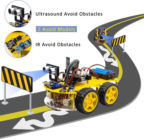 LAFVIN 4WD Multi Robot Car Kit Upgraded V2.0 Robot STEM/Graphical Programming Robot Car Compatible with Arduino IDE