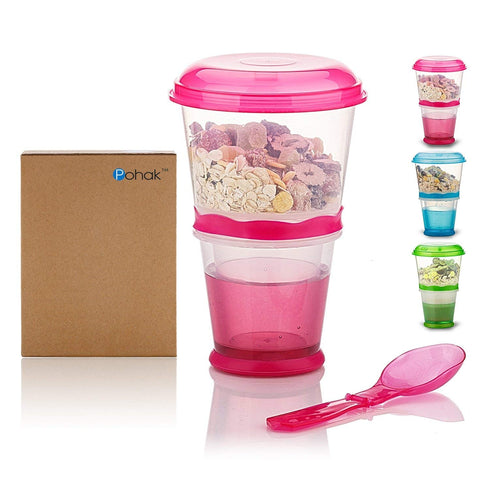 Portable Yogurt and Cereal to-Go Container Cup - Cereal On The Go Cups Breakfast Drink Cups