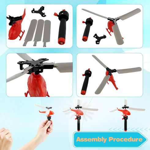 12 Pack Flying Toy Hand Helicopter - Plastic Flying Planes for Kids Outdoor Party Favors, Birthday Gift, Random Color