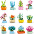 Qinline 24 Pack Easter Gifts for Kids 6-12, Succulents Flower Bouquets Building Blocks