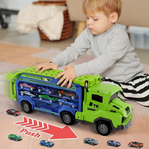 3-5 4-8,Foldable Sets 2.8-Ft 6 3 4 5 6 7 8+ Toddler Car Truck Toys,Car Carrier Truck Toys for Kids Age Car Track