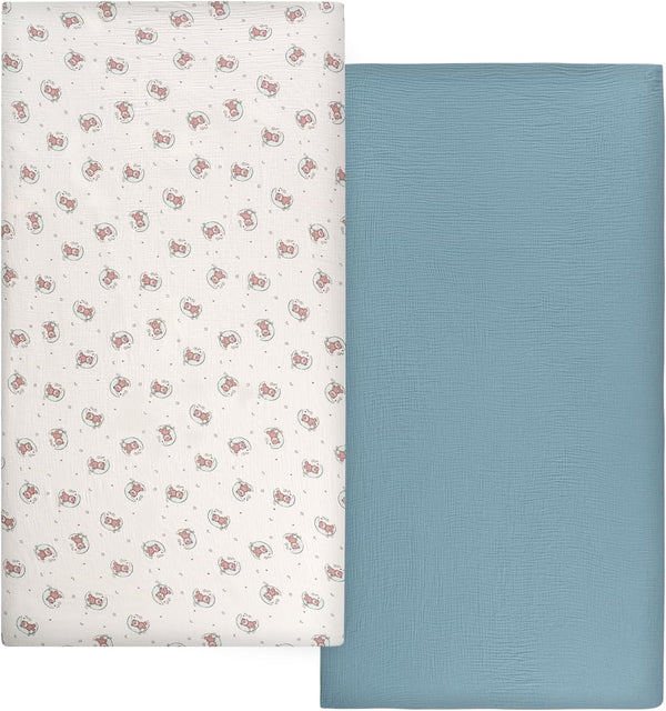 Poyday Baby Crib Sheets Cotton Muslin: 2 Crib Sheets Neutral for Boys Girl