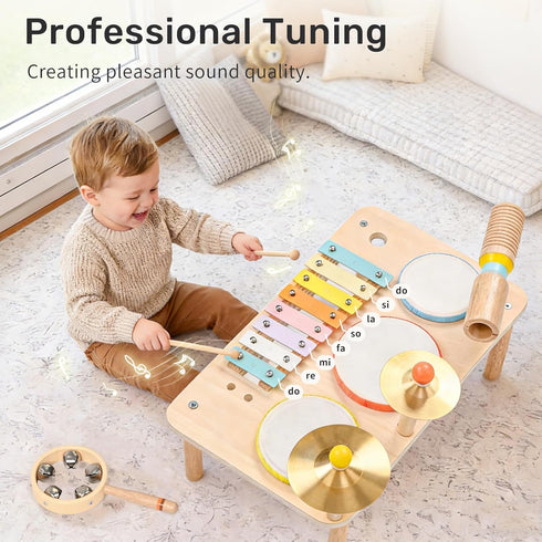 Set 9-in-1 1-3 1-3 WINGYZ Kids Drum Montessori Toys for Year Old & Wooden Musical Instruments for Toddlers, Baby