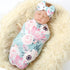 Galabloomer Newborn Receiving Blanket & Headband Set, Baby Flower Swaddle