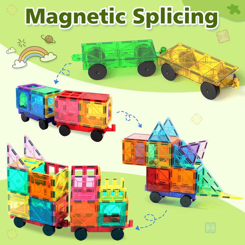 Set, 4 4-8 3-5 3+ Magnetic Tiles Cars Construction PCS Magnet Cars Magnetic Building Blocks Toy for Kids Ages Magnet