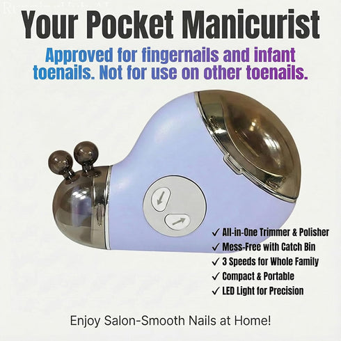 pinkmintcat 2-in-1 Trimmer 3 Electric Nail Clippers & Polisher - Safe Automatic Fingernail & File with LED Light
