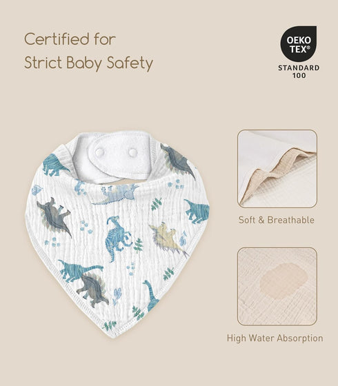 8 Pack, Muslin Baby Bibs Baby Bandana Drool Bib for Drooling and Teething, Cotton Soft Absorbent for Girls Boys BC