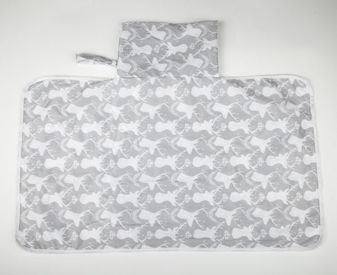 Baby Diaper Changing Mat Pad Portable Foldable Washable Compact Travel Nappy Waterproof Play Mat 30inx18.5in (Grey Deer)