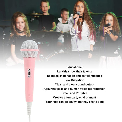 Zyyini Kids Wired Microphone, 3.5mm Jack, Lightweight, No Battery for Kids Singing Machine