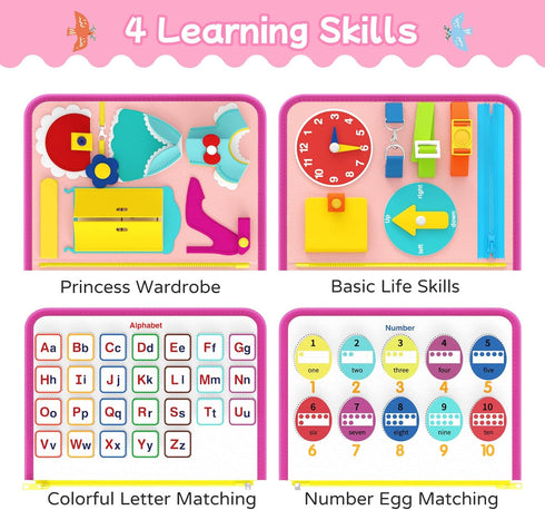 1 2 3 4, 3 4 Freebear Busy Board Toddler Travel Toys Sensory Toys for Toddlers Montessori Learning Toys for Toddlers