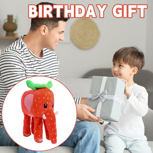 EYJVAF 9.8-Inch, Strawberry Elephant Plush Cute Stuffed Animal Inspired by Steal a Brainrot Style, Soft Kawaii Plushie