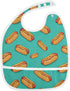 IHCVHQX 1 Pack Baby Feeding Bibs with Catcher Pocket Hot Dogs Green Toddler Sleeveless Teething Bib