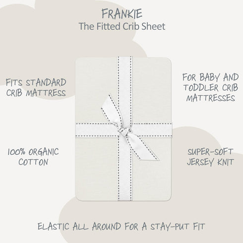 100% Frankie Fitted Crib Sheet Organic Cotton for Baby & Toddler Mattress, Soft & Breathable for Girls, Boys, Ivory