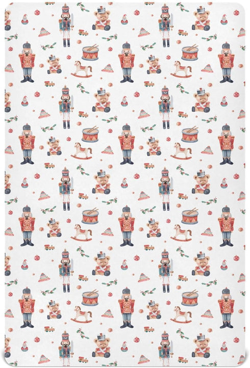 SDMKA Christmas Soldier Crib Sheets for Boys Girls - Portable Microfiber Fitted Crib
