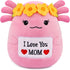 Pink Axolotl Plush Stuffed Animal Salamander with Flower Crown and Heart Embroidered