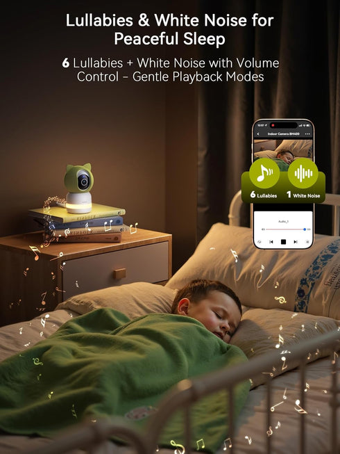 Outinput 2K 4MP 360 2-Way Baby Monitor with Camera and Audio, Indoor Security Camera for Home, PTZ, AI Crying & Feeding