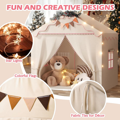 2 4 51" 39" 53" Treestone Doors Kids Play Tent with Padded Mat & Light, Large Tent for Toddler with Windows,Kids