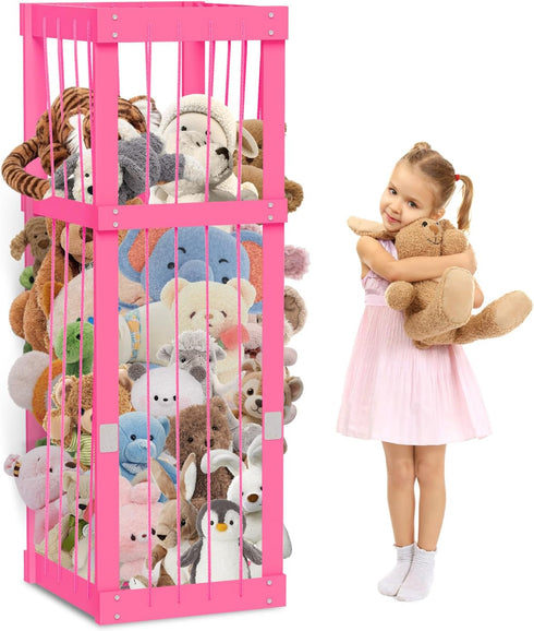 Stuffed Animal Zoo Wood, Large Stuffed Animal Storage Plushies Storage, Pink Toy