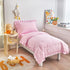 4 Set Set 1 1 +1 +1 Pieces Pink Toddler Bedding with Ruffle Fringe, Solid Color Toddler Bed - Toddler Comforter +