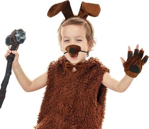 Syhood Puppy Dog Costume Set with Ears Headband, Bowtie, Nose, Tail, and Paw Gloves for Halloween Carnival