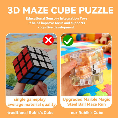 generic 3D Maze Cube Ball Labyrinth Puzzle Brain Teaser for Adults & Kids, Educational Learning Toys Logical Thinking