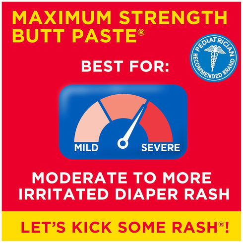 2 oz Boudreauxs Butt Paste Max Strength Diaper Rash Cream for Baby, Ointment With Zinc Oxide, Tube