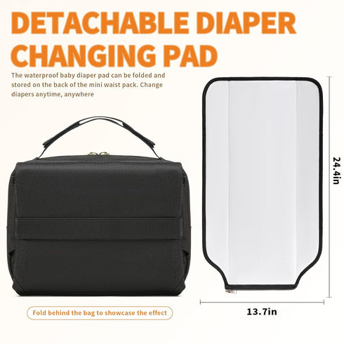 Small Diaper Bag with Portable Changing Pad, Crossbody Pack, Mini Fanny Pack for Baby Travel, Black