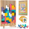 BSADIY Montessori Wooden Stacking Puzzle Toy, Colored 3D Russian Block Stacking Jigsaw Puzzle
