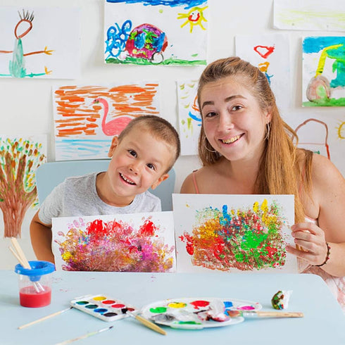 Paint Cups with Lids for Kids, No Spill Paint Containers with Toddler Brushes & Palette Tray (Pack of 23)