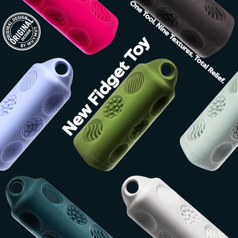 9-Texture Fidget Toys Adults Sensory Bar Portable Handheld Fidget Toy with Carabiner for Anxiety & ADHD Relief Ideal